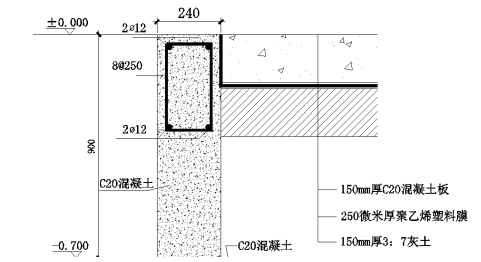 輕鋼別墅地基室內(nèi)地面斷面圖