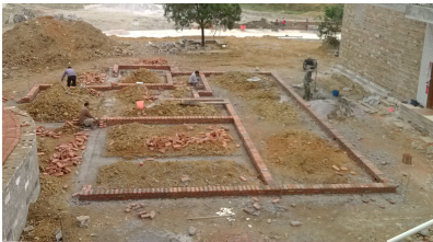 輕鋼別墅地基紅磚砌筑施工